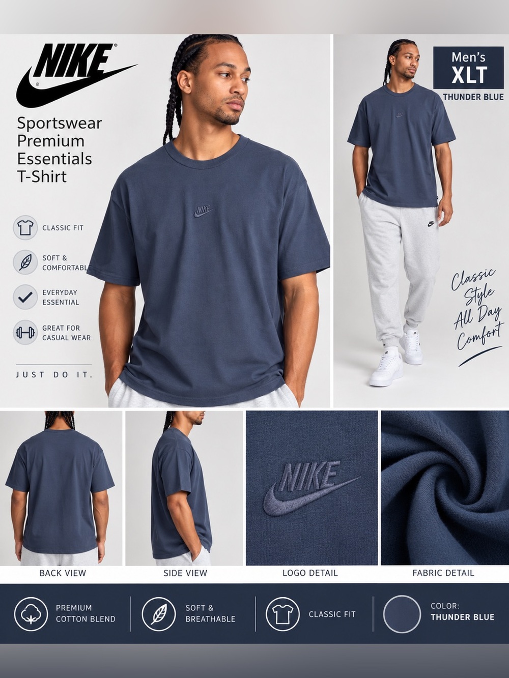 Nike Sportswear Premium Essentials T-Shirt – Men’s THUNDER BLUE